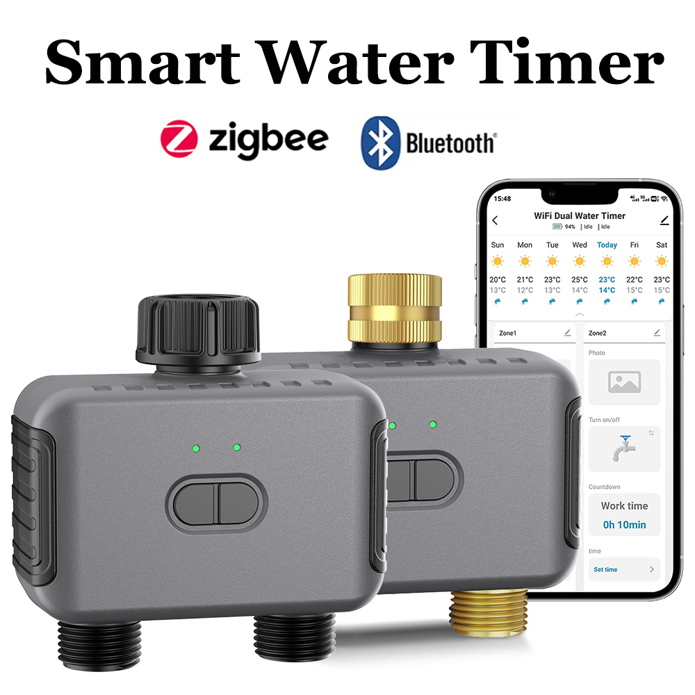 Smart Garden Irrigation - Tuyaสมาร์ทจับเวลาน้ําZigbee/BTอัตโนมัติชลประทานController 2 Outlet Sprinklerรดน้ําระบบสนับสนุนAlexa Google