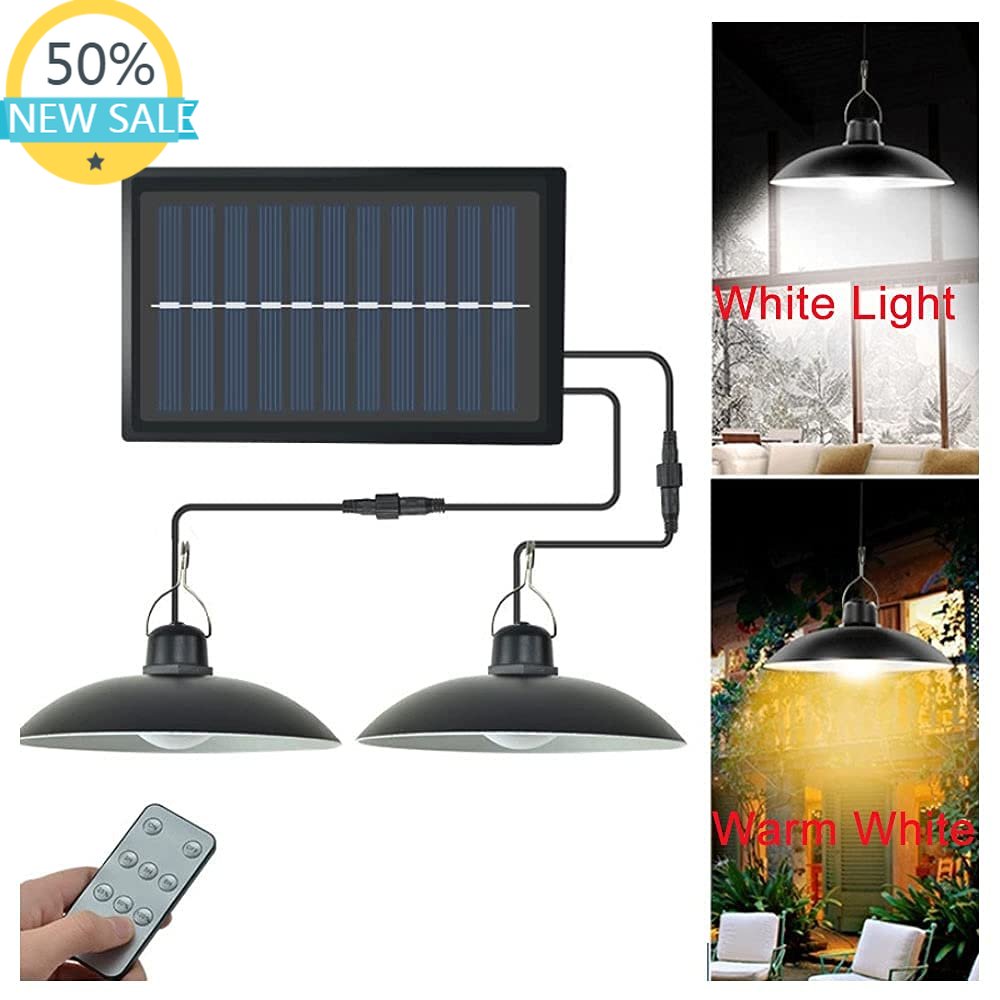 Smart Garden Led Lights - โคมไฟแขวนพลังงานแสงอาทิตย์แบบสองหัว กันน้ำ แบตเตอรี่ 4800mAh พร้อมรีโมท ควบคุมการใช้งาน