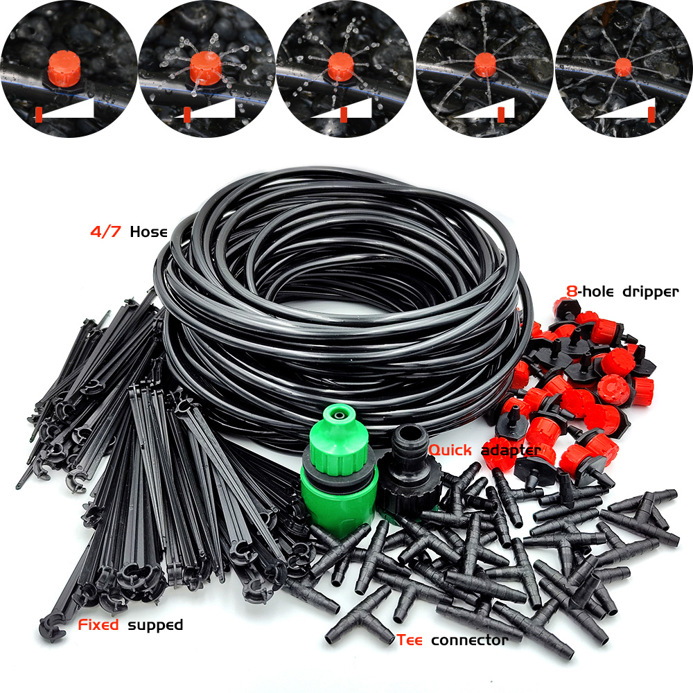 Smart Garden Sprinkler System - ระบบรดน้ำแบบหยดอัตโนมัติสำหรับสวนระบบรดน้ำแบบ DIY 15ม.-30ม. อุปกรณ์รดน้ำแบบหยดขนาดเล็กพร้อมเครื่องทำน้ำหยดแบบปรับได้สำหรับเรือนกระจก