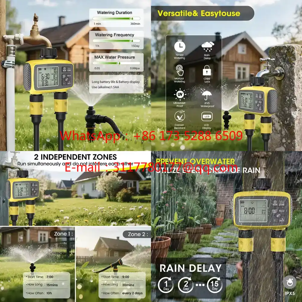 Smart Garden Zone - WAP01 ตัวตั้งเวลาควบคุมการรดน้ำสวนแบบหน้าจอขนาดใหญ่ 2 ช่อง 2 โซน