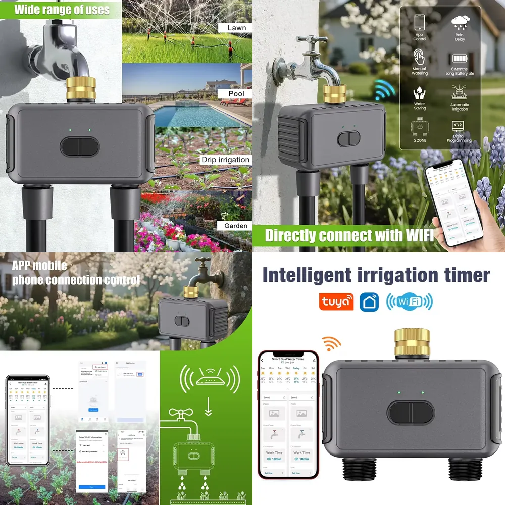 Smart Garden Irrigation - WAP01 ตัวตั้งเวลาควบคุมการรดน้ำแบบ WiFi ควบคุมผ่านแอพ 2 หัวฉีดน้ำ