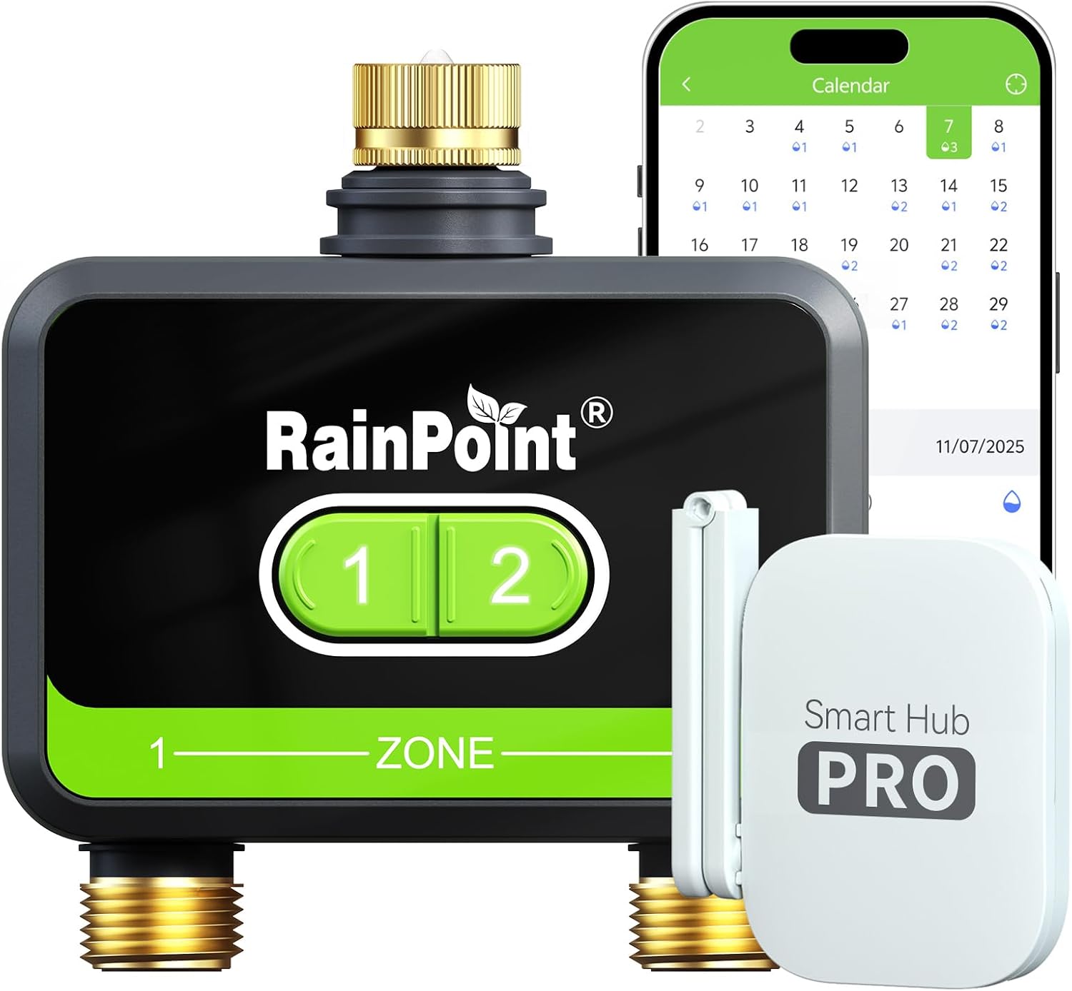 Smart Garden Zone - ตัวตั้งเวลาควบคุมน้ำแบบสมาร์ท WiFi 2 โซน สำหรับสายยางรดน้ำต้นไม้ พร้อมข้อต่อทองเหลือง