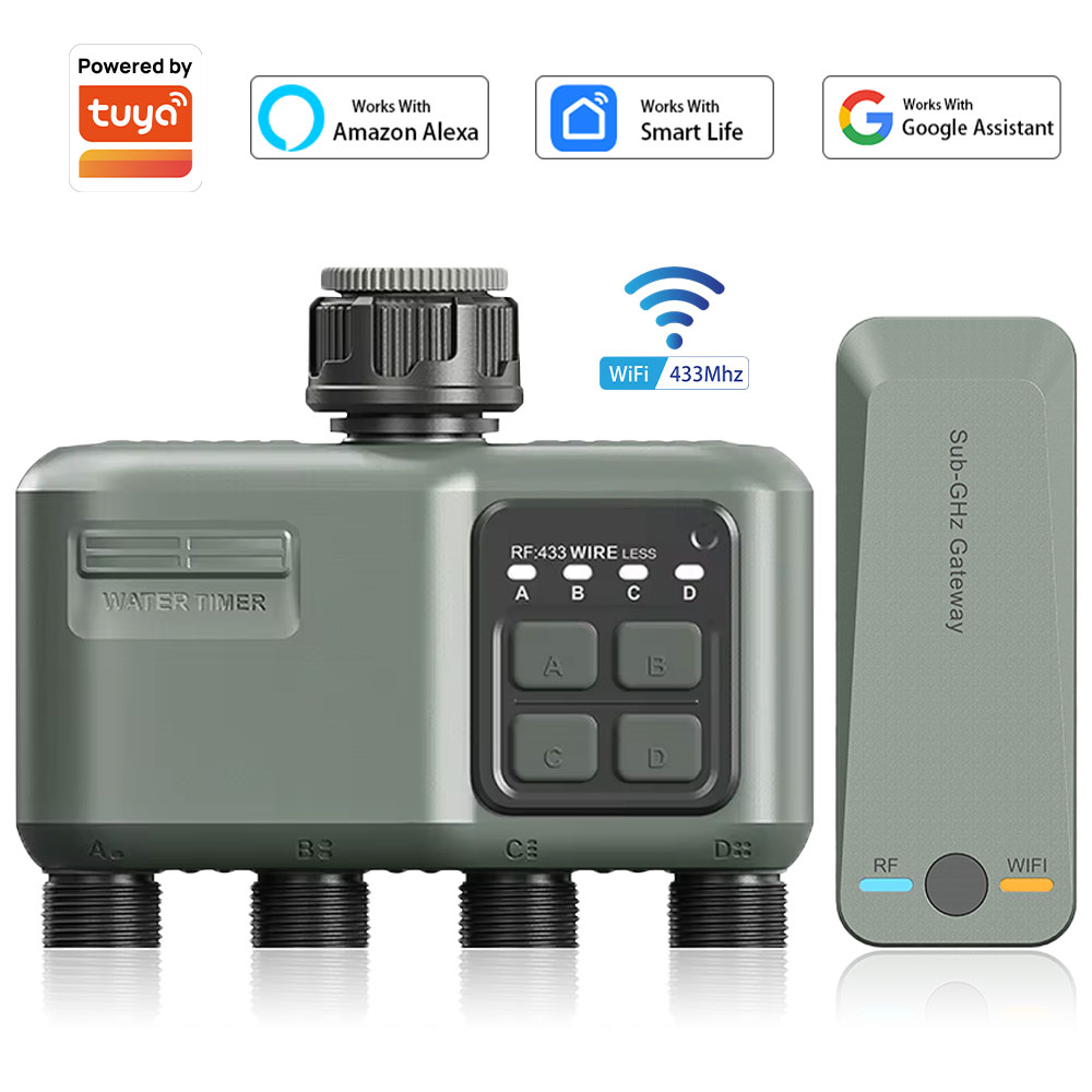 Smart Garden Irrigation - ตัวตั้งเวลาควบคุมการรดน้ำแบบตั้งโปรแกรมได้ 4 ช่อง สำหรับสายยางรดน้ำสวน พร้อมระบบหน่วงเวลาเมื่อมีฝนตก/ระบบรดน้ำอัตโนมัติ ระบบชลประทานแบบดิจิตอลสำหรับสนามหญ้า