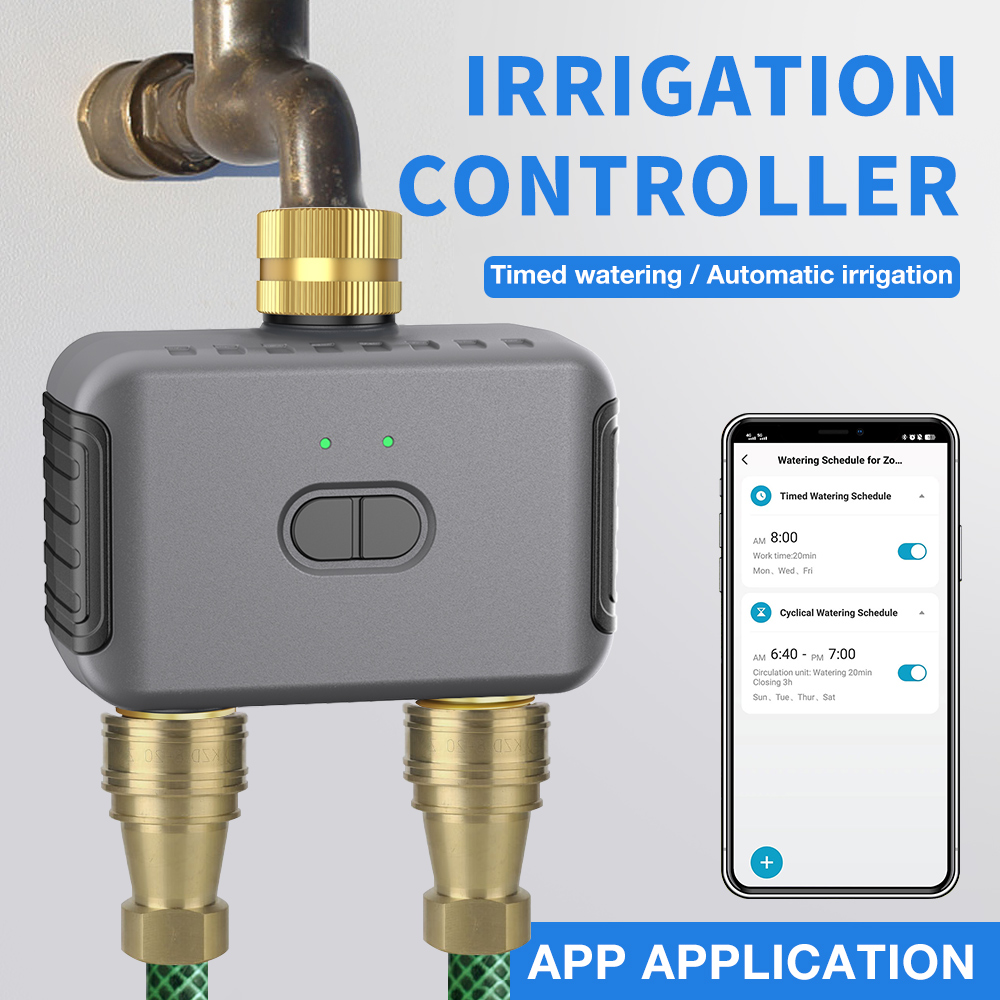 Smart Garden Irrigation - Tuya 2 โซนรดน้ําจับเวลาสวนชลประทานอัตโนมัติ Controller ระบบรดน้ําหยด Sprinkler