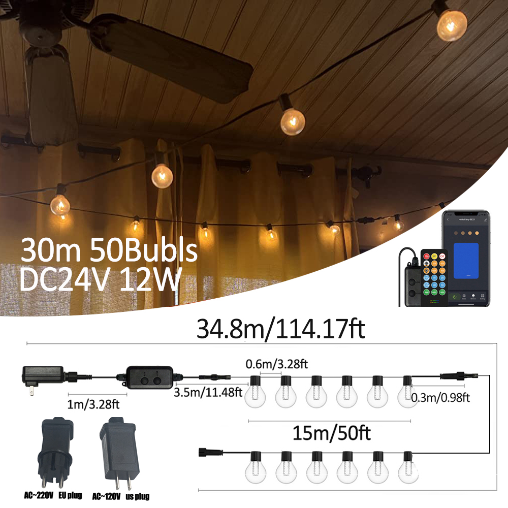 ไฟสาย LED อัจฉริยะ G40 สำหรับต - Smart Garden Led Lights บทวิจารณ์และราคา